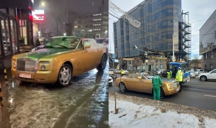  Trei infractiuni „dintr-un foc” pentru ieseanul care si-a lasat Rolls Royce-ul decapotat in timpul unei ninsori