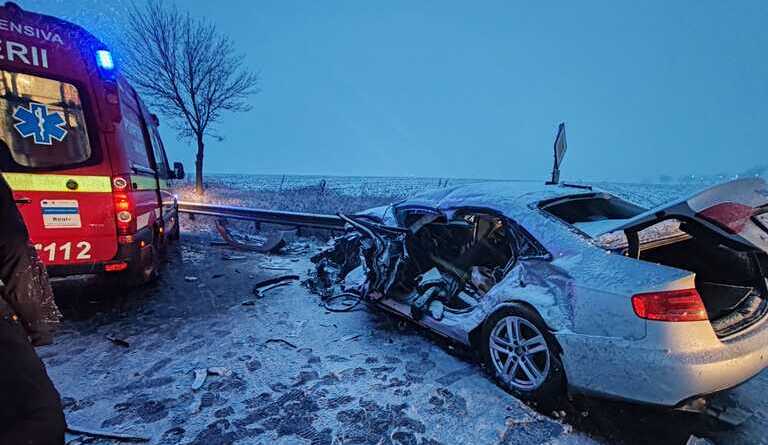  Grav accident de circulatie pe „soseaua mortii” E85! Au fost implicate 2 TIR-uri si 2 autoturisme