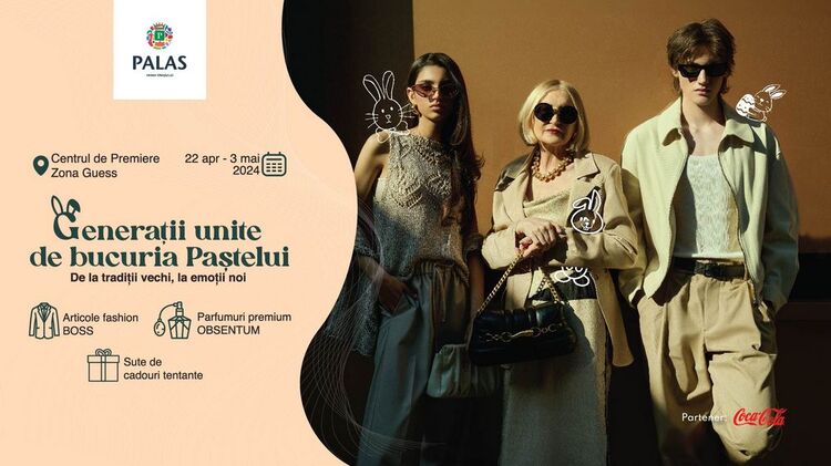  „Generații unite de bucuria Paștelui” în Palas. Ajutoarele Iepurașului sunt recompensate la sesiunile de shopping, cu premii zilnice