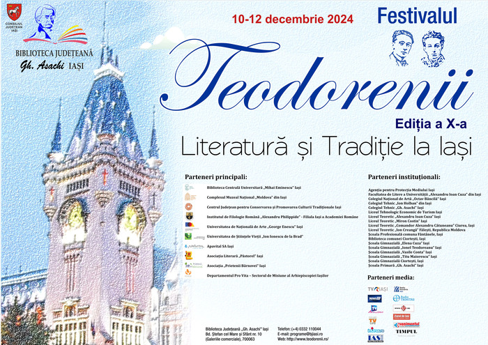  Biblioteca Județeană „Gh. Asachi” vă invită la Festivalul „Teodorenii”: Literatură și Tradiție în inima Iașului