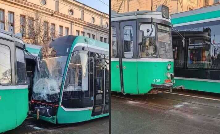  Coliziune între 2 tramvaie ale CTP Iasi în stația de la Filarmonică