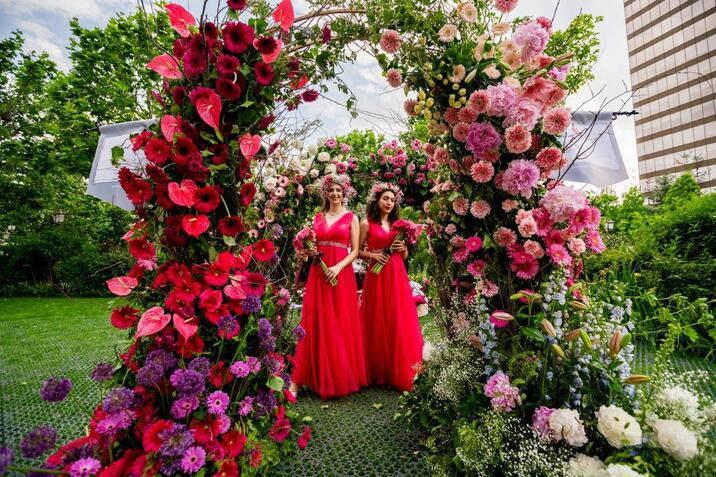 Spectacol vizual inedit în grădina Palas: 21 de instalații realizate din mii de flori naturale, în cadrul evenimentului „Florall – Festivalul Artei Florale”