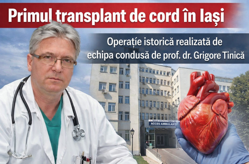  Premieră istorică la Iași: primul transplant de cord din Moldova, realizat de echipa prof. Grigore Tinică