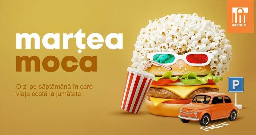  Mai mult pentru tine, în fiecare marți: filme la preț special, oferte 1+1 în food court și shopping cu beneficii, la Iulius Mall Iași